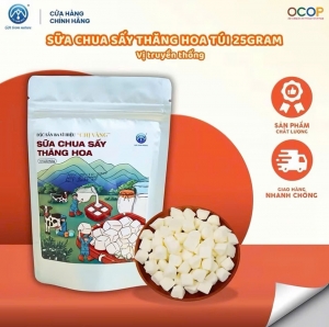 Sữa Chua Sấy Thăng Hoa Vị Truyền Thống Chị Vàng Milk Túi 25g - Giòn Xốp, Chua Ngọt Tự Nhiên - Bữa Ăn Dinh Dưỡng Cho Cả Gia Đình