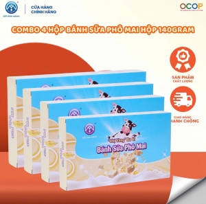 Combo 4 Hộp Bánh Sữa Phô Mai Chị Vàng Milk 140g - Mềm Mịn Tan Nhanh - Đặc sản Ba Vì Cho cả Gia Đình