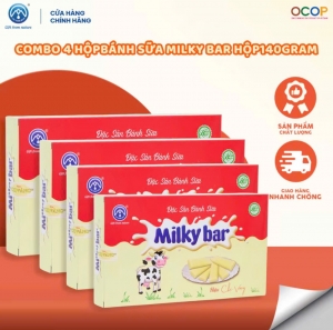 Combo 4 Hộp Bánh Sữa Milky Bar Chị Vàng Milk 140g - Mềm Mịn Thơm Béo - Đặc Sản Ba Vì Cho Cả Gia Đình