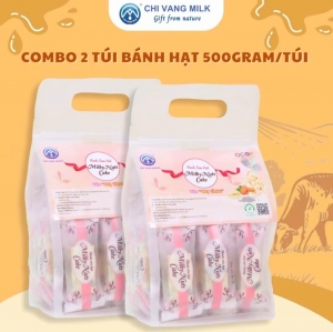 Combo 2 Túi Bánh Sữa Hạt Chị Vàng Milk 500g – Sữa Tươi & Hạt Dinh Dưỡng Ba Vì
