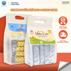 Combo 2 Túi Bánh Sữa Phô Mai + Milky Cake Chị Vàng Milk 500g - Mềm Mịn Thơm Béo - Món Quà Sức Khỏe Đến Từ Thiên Nhiên