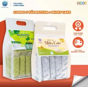 Combo 2 Túi Bánh Sữa Matcha + Milky Cake Chị Vàng Milk 500g - Mềm Mịn Thơm Béo - Đặc Sản Ba Vì Cho Cả Gia Đình