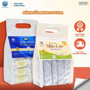Combo 2 Túi Bánh Sữa Non+ Milky Cake Chị Vàng Milk 500g - Mềm Mịn Thơm Béo - Đặc Sản Ba Vì Cho Cả Gia Đình