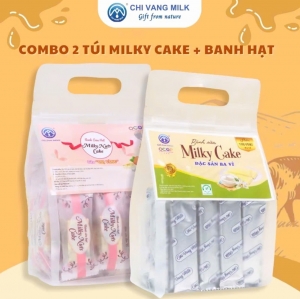 Combo 2 Túi Milky Cake + Bánh Hạt Chị Vàng Milk 500g - Mềm Mịn Thơm Béo - Đặc Sản Ba Vì Cho Cả Gia Đình
