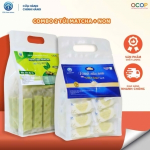Combo 500g Bánh sữa Matcha + 500g Bánh Sữa Non Chị Vàng Milk - Mềm Mịn Thơm Béo - Đặc Sản Ba Vì Cho Cả Gia Đình