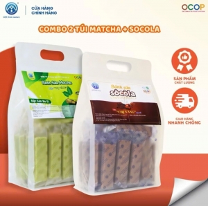 Combo 500g Bánh Sữa Matcha+ 500g Socola Chị Vàng Milk - Mềm Mịn Thơm Béo - Đặc Sản Ba Vì Cho Cả Gia Đình