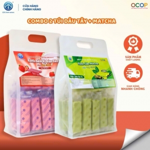 Combo 500g Bánh Sữa Matcha + 500g Dâu Tây Chị Vàng Milk - Giàu Năng Lượng – Bữa Ăn Nhẹ Cho Cả Gia Đình