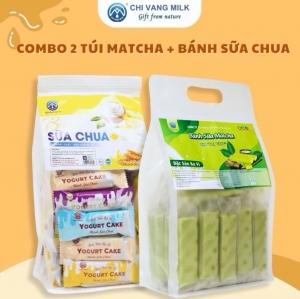 Combo 500g Bánh Sữa Matcha+ 500g Bánh Sữa Chua Chị Vàng Milk - Mềm Mịn Thơm Béo - Đặc Sản Ba Vì Cho Cả Gia Đình