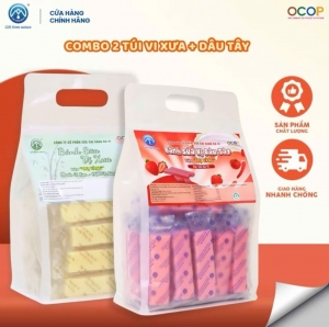 Combo 2 Túi Bánh Sữa Dâu Tây + Vị Xưa Chị Vàng Milk 500g - Giàu Canxi, Ít Béo - Đặc Sản Ba Vì Cho Cả Gia Đình