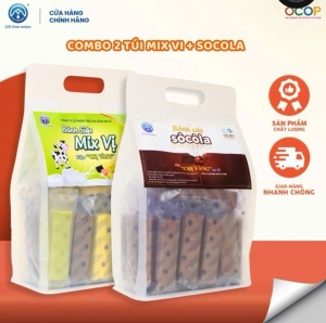 Combo 2 Túi Bánh Sữa Mix Vị + Socola Chị Vàng Milk 500g - Thơm Ngon, Giàu Canxi - Bữa Ăn Nhẹ Dinh Dưỡng Cho Cả Gia Đình