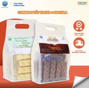 Combo 2 Túi Bánh Sữa Socola + Vị Xưa Chị Vàng Milk 500g - Giàu Canxi, Ít Béo - Đặc Sản Ba Vì Cho Cả Gia Đình