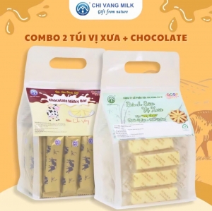 Combo 2 Túi Bánh Sữa Vị Xưa + Chocolate Bar Chị Vàng Milk 500g - Thơm Ngon, Giàu Canxi - Bữa Ăn Nhẹ Dinh Dưỡng Cho Cả Gia Đình
