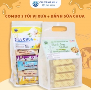 Combo 2 Túi Bánh Sữa Vị Xưa +Bánh Sữa Chua Chị Vàng Milk 500g - Mềm Mịn Thơm Béo - Đặc Sản Ba Vì Cho Cả Gia