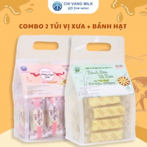 Combo 2 Túi Bánh Sữa Vị Xưa + Bánh Sữa Hạt Chị Vàng Milk 500g - Mềm Mịn Thơm Béo - Đặc Sản Ba Vì Cho Cả Gia