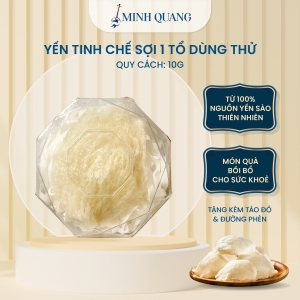 Yến Sào Minh Quang - Tổ Yến Tinh Chế Sợi 10g Dùng Thử Hỗ Trợ Tăng Cường Sức Khỏe Từ 100% Nguồn Thiên Nhiên Tặng Kèm Táo Đỏ & Đường Phèn