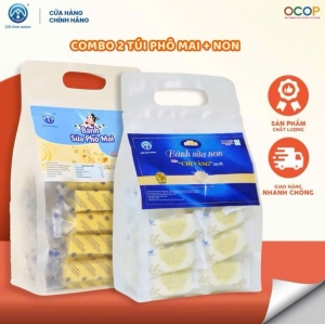 Combo 2 Túi Bánh Sữa Phô Mai + Bánh Sữa Non Chị Vàng Milk 500g - Mềm Mịn Thơm Béo - Đặc Sản Ba Vì Cho Cả Gia Đình