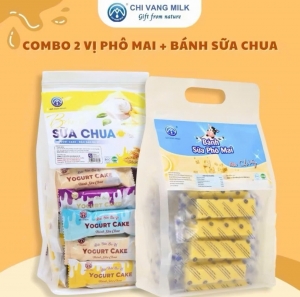 Combo 2 Túi Bánh Sữa Chua + Phô Mai Chị Vàng Milk 500g - Giàu Canxi, Ít Béo - Đặc Sản Ba Vì Cho Cả Gia Đình