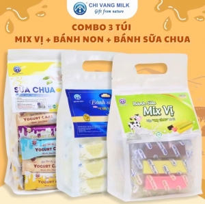 Combo 3 Túi Bánh Sữa Mix Vị + Non + Bánh Sữa Chua Chị Vàng Milk 500g - Thơm Ngon, Giàu Dinh Dưỡng - Món Quà Sức Khỏe Cho Cả Gia Đình