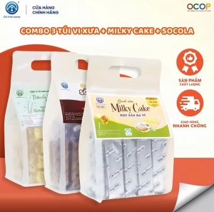 Combo 3 Túi Bánh Sữa Vị Xưa + Socola + Milky Cake Chị Vàng Milk 500g - Thơm Ngon, Giàu Dinh Dưỡng - Món Quà Sức Khỏe Cho Cả Gia Đình