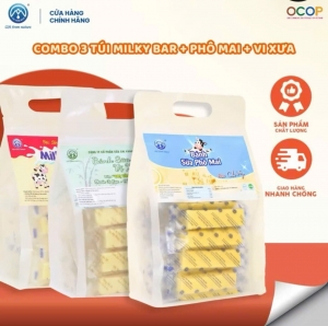 Combo 3 Túi Bánh Sữa Milky Bar + Phô Mai + Vị Xưa Chị Vàng Milk 500g – Giàu Canxi, Ít Béo – Đặc Sản Ba Vì Cho Cả Gia Đình