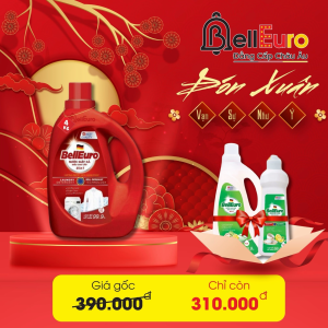Nước Giặt Xả Cao Cấp Công Nghệ Sinh Học Bell Euro Đỏ Hương Hạnh Phúc 4KG