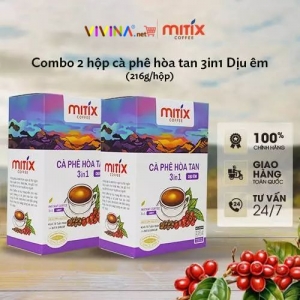 Combo 2 Hộp Cà phê hòa tan 3in1 Mitix vị nhẹ hộp 216g (18gx12 gói), công nghệ sấy lạnh