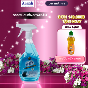 Nước Lau Kính Anandi Đa Năng Chai 500ml Chống Bám Bụi Hiệu Quả Sạch trong suốt, không tỳ vết