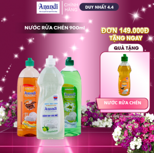 Nước rửa chén bát ANANDI dung tích 400ml An toàn cho da hương Quế, chanh, gốc tự nhiên
