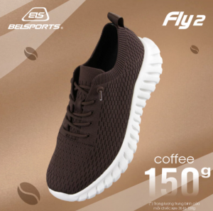 [FLY2 COFFEE] Giày Thời Trang Nam Nữ BELSPORTS FLY2 Màu Nâu Cafe, Đế EVA Đàn Hồi, Êm Chân,Vải Dệt Khoáng Khí