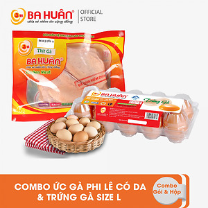 Combo 1 Hộp gà 10 Size L + 1 gói ức gà phi lê có da