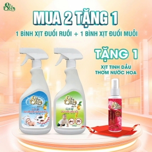 Combo 2 Bình Xịt Ruồi & Muỗi Sinh Học SBIO 500ml – Xua Đuổi Ruồi, Muỗi, Gián, Kiến Hiệu Quả, Không Mùi, An Toàn Cho Gia Đình