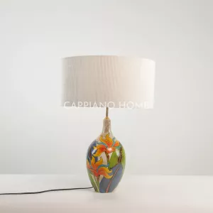 Đèn gốm vẽ hoa thiên điểu, Đèn gốm cao cấp decor phòng khách, phòng ngủ | CAPIANO HOME