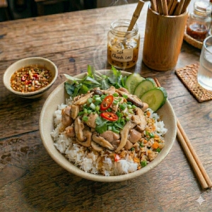 Cơm gà xào nấm Thanh Hà - Cơm gà xào nấm thơm nấm, trọn vị 