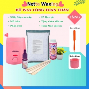 Combo Nồi chống dính mini +500g sáp wax cao cấp+Mỡ trăn 10ml nguyên chất + 25 Que gỗ - Tặng que silicone