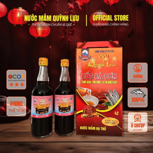 Hộp Quà Tặng 02 Chai Nước Mắm Cốt Cá Cơm Đặc Biệt nguyên chất 559 Quỳnh Lưu – Chai Thủy Tinh 510ml