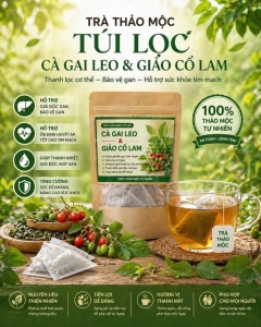 TRÀ TÚI LỌC CÀ GAI LEO & GIẢO CỔ LAM – THANH LỌC CƠ THỂ, CHĂM SÓC GAN KHỎE MỖI NGÀY, NGÂN THẢO MỘC TÂY NINH