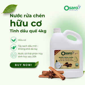 Nước rửa chén hữu cơ tinh dầu Quế OSARO - Can 4Kg
