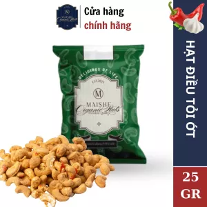 Hạt Điều Maishecashew Vị Tỏi Ớt Gói 25 Gram Món Ăn Vặt Ngon, Dinh Dưỡng Nguyên Hạt Thơm Ngon Bùi Ngậy Vị Tỏi Ớ
