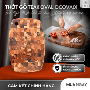 Thớt gỗ Teak JEIDO cao cấp hình oval DCOVAL01