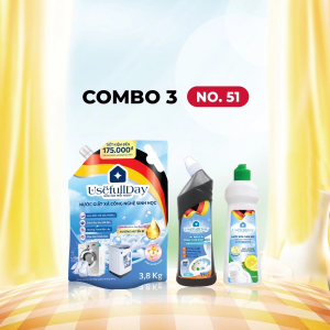 Combo 3 No51 Nước giặt xả 3,8kg, nước rửa chén và nước tẩy bồn cầu Usefull Day