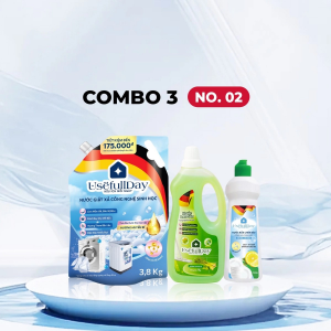 Combo 3 No02 Nước giặt xả 3,8kg, nước rửa chén và nước lau sàn Usefull Day