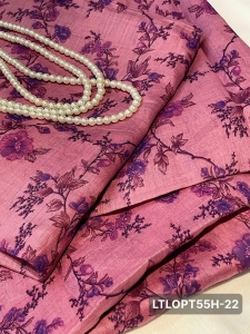 RAMY Vải linen tơ hoa nền màu tím - LTLOPT55H