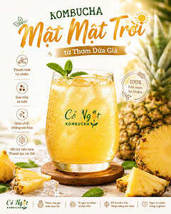 KAMBUCHA MẬT MẶT TRỜI TỪ THƠM (DỨA) GIÀ – NGỌT THANH TỪ TRÁI CHÍN TỰ NHIÊN
