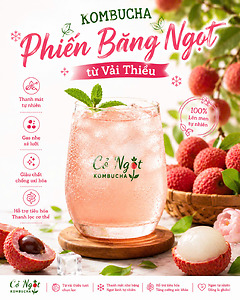 KOMBUCHA PHIẾN BĂNG NGỌT – HƯƠNG VẢI THIỀU THANH MÁT, TINH TẾ
