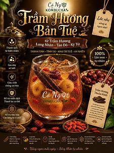 KOMBUCHA TRẦM HƯƠNG BẢN TUỆ – TỪ TRẦM HƯƠNG, LONG NHÃN, TÁO ĐỎ & KỶ TỬ