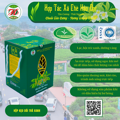 Kẹo Dồi Trà Xanh 500g – HTX chè Hảo Đạt