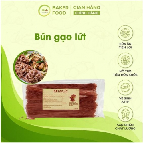 Bún gạo lứt đỏ thực dưỡng Baker Baking cho eatclean, em bé, người ăn kiêng, người tiểu đường 500g - Baker Food
