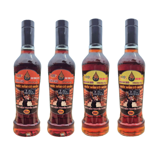 (Combo) Mắm mực và mắm cá truyền thống cốt đặc biệt Cô Muôn (4 chai 500ml)
