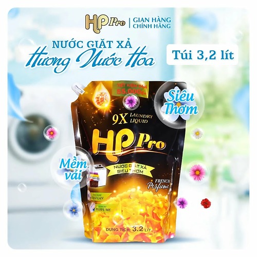 Nước Giặt Xả Đậm Đặc HP Pro Hương Nước Hoa Túi 3,2L – Giặt Sạch Mềm Vải, Thơm Lâu 48H