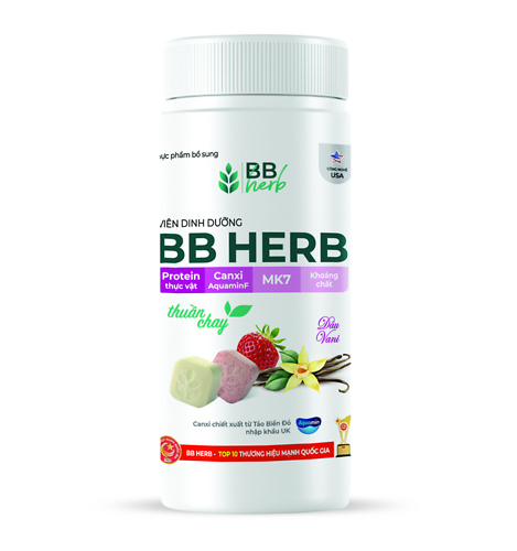 Viên sữa ăn liền BB HERB vị Dâu - Vani (45 viên)